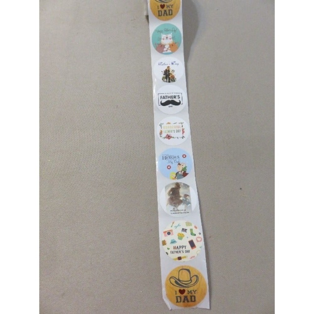 Roll of Father's Day Stickers - 8 designs - new roll